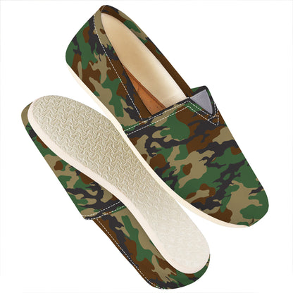 Green And Brown Camouflage Print Casual Shoes