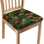 Green And Brown Camouflage Print Chair Cushion Cover