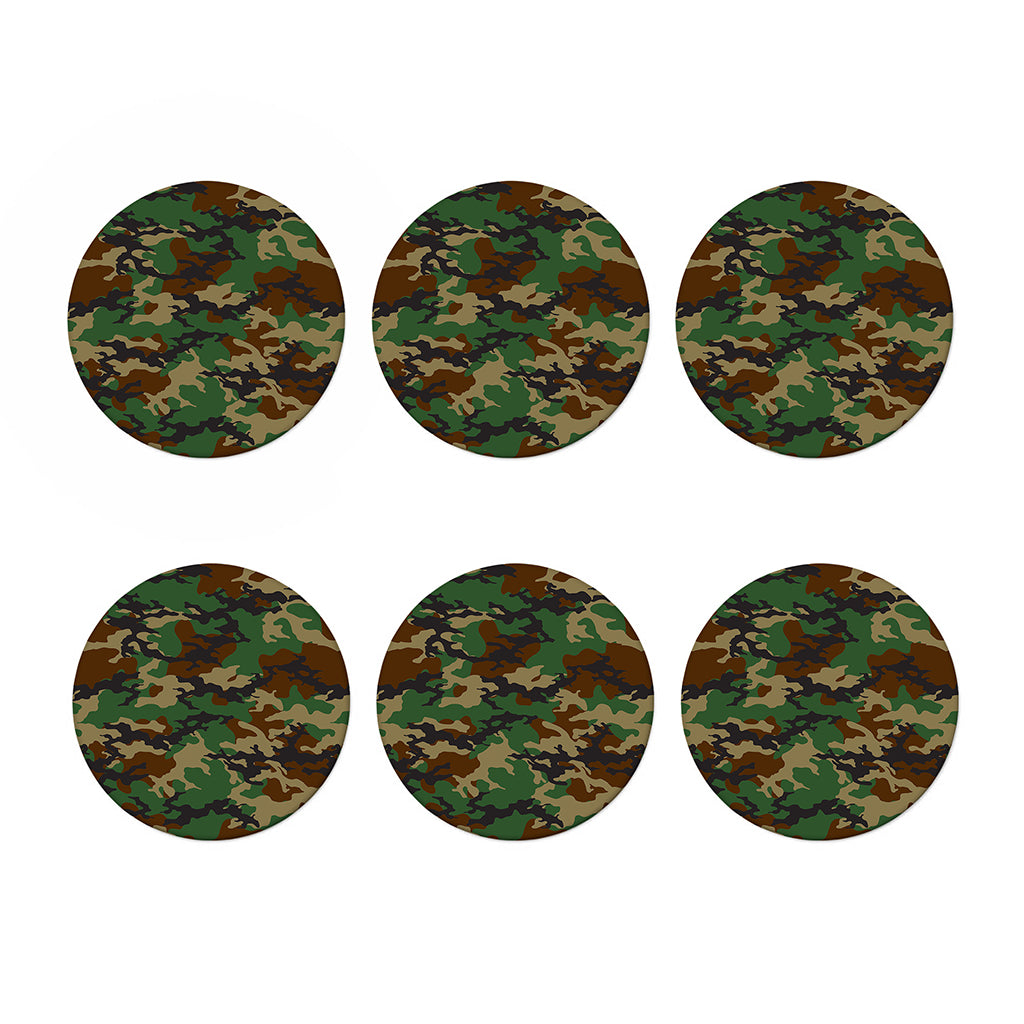 Green And Brown Camouflage Print Coaster Set