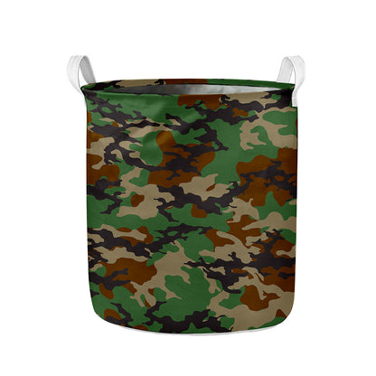 Green And Brown Camouflage Print Collapsible Laundry Basket