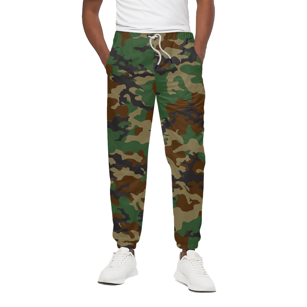 Green And Brown Camouflage Print Cotton Pants