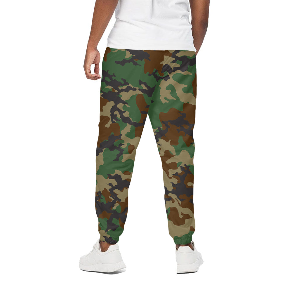 Green And Brown Camouflage Print Cotton Pants