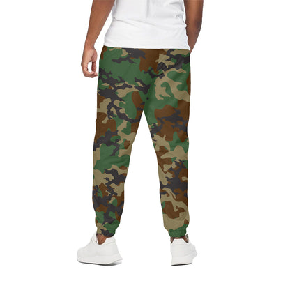 Green And Brown Camouflage Print Cotton Pants