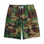 Green And Brown Camouflage Print Cotton Shorts