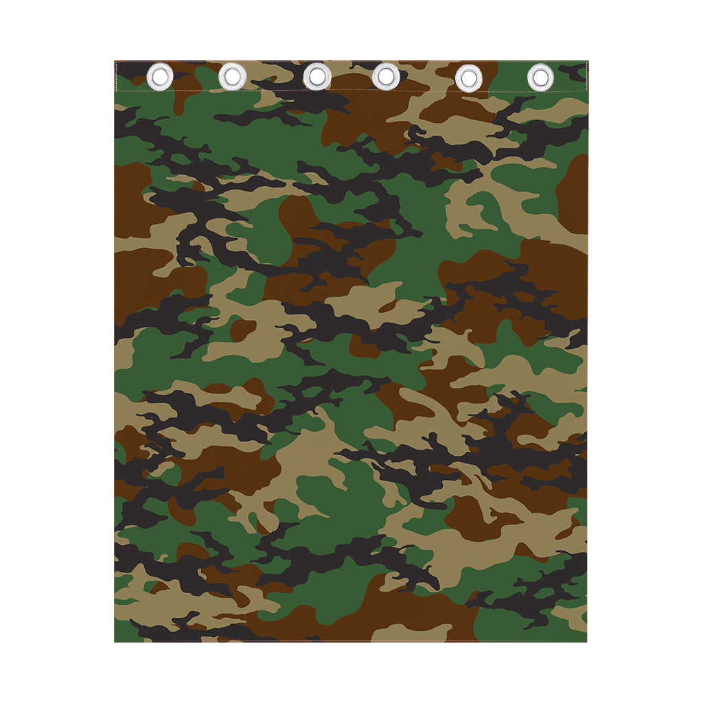 Green And Brown Camouflage Print Curtain
