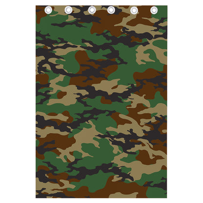 Green And Brown Camouflage Print Curtain