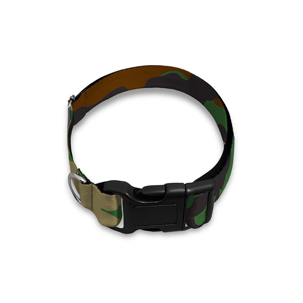 Green And Brown Camouflage Print Dog Collar