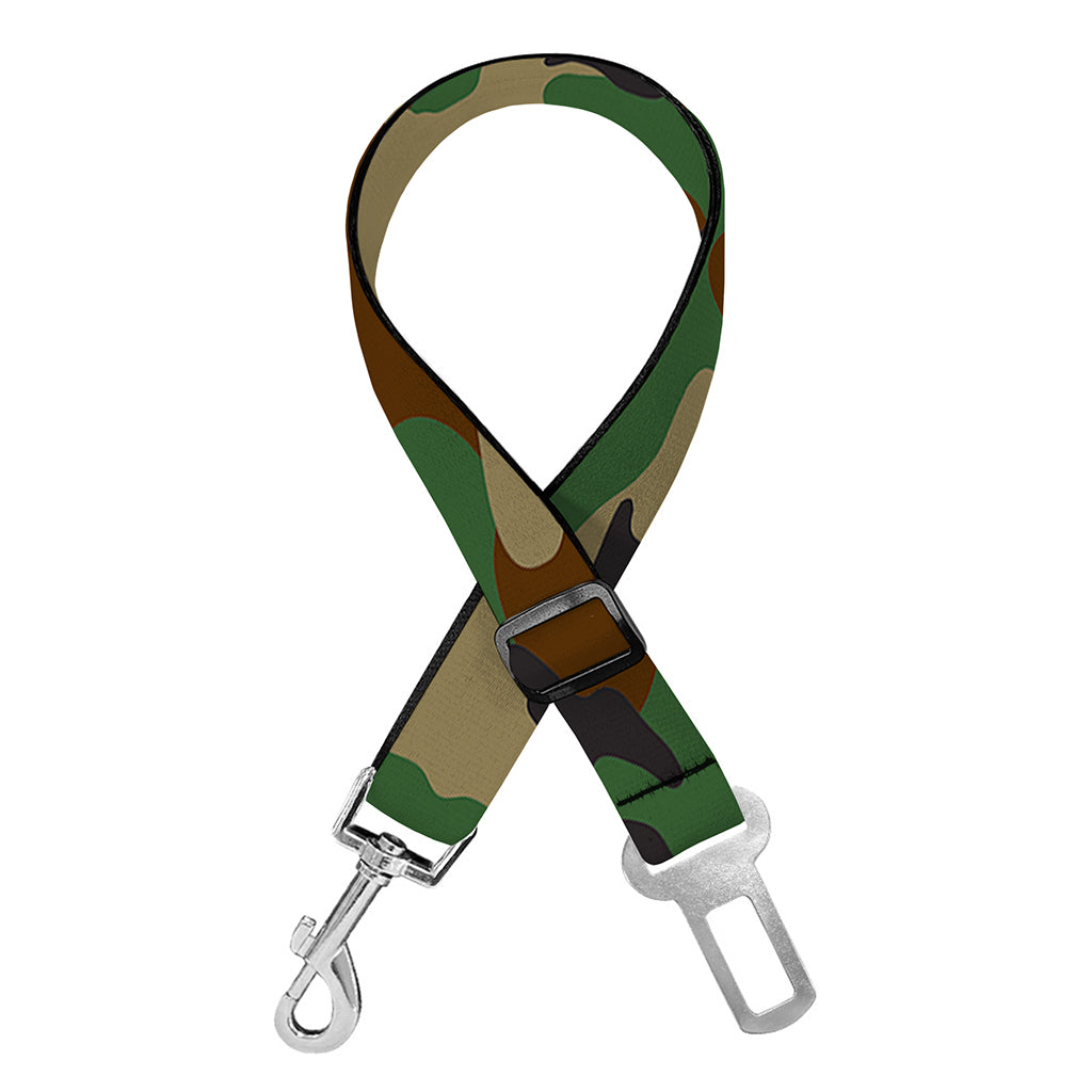 Green And Brown Camouflage Print Dog Seat Belt