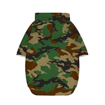 Green And Brown Camouflage Print Dog Zip Up Hoodie