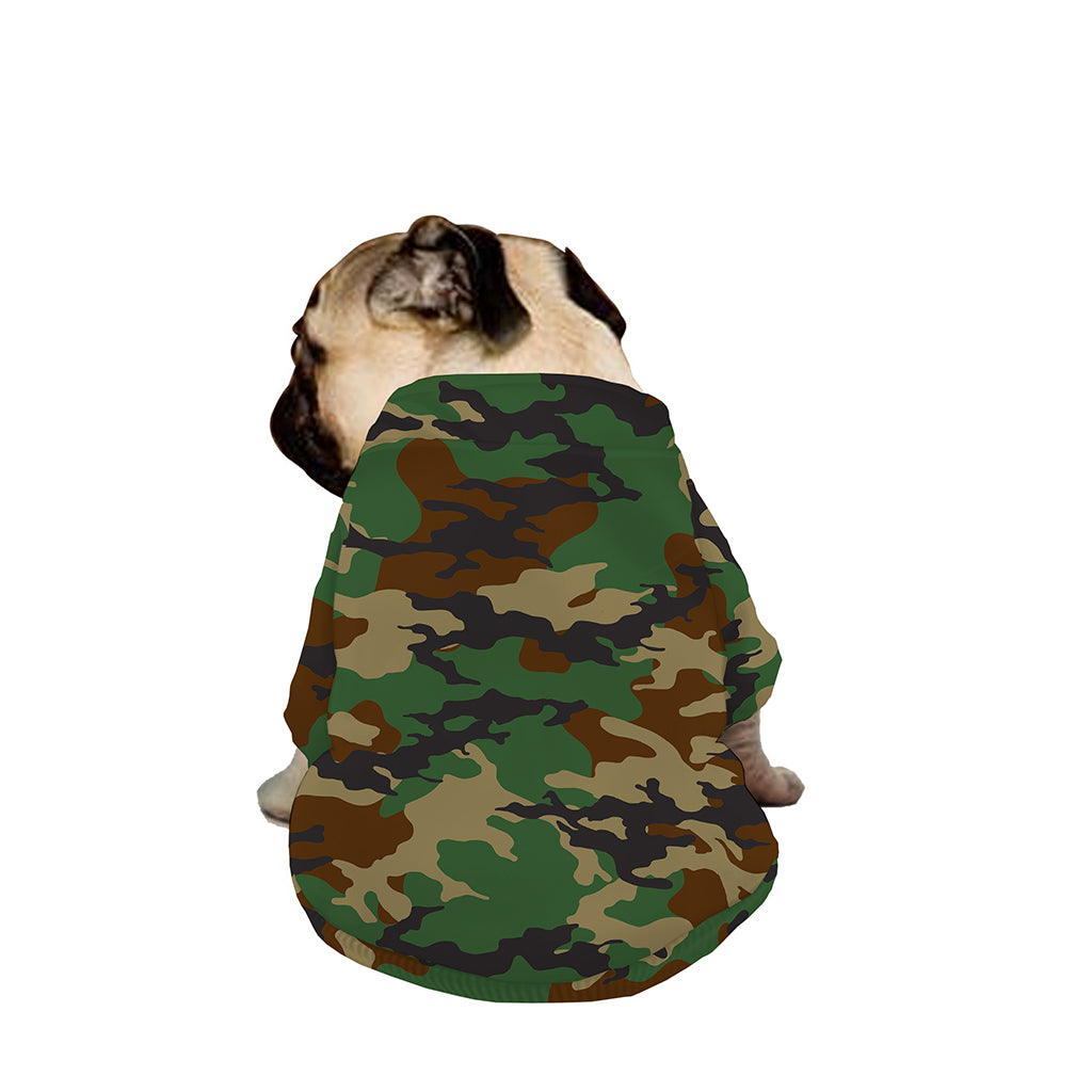 Green And Brown Camouflage Print Dog Zip Up Jacket