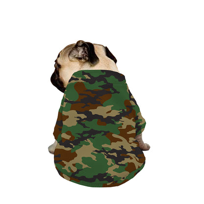 Green And Brown Camouflage Print Dog Zip Up Jacket