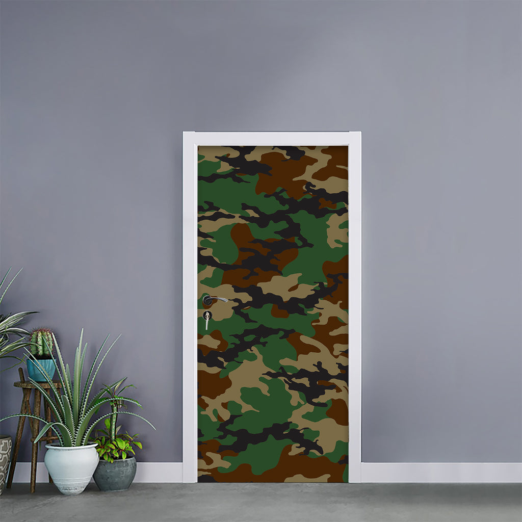 Green And Brown Camouflage Print Door Sticker