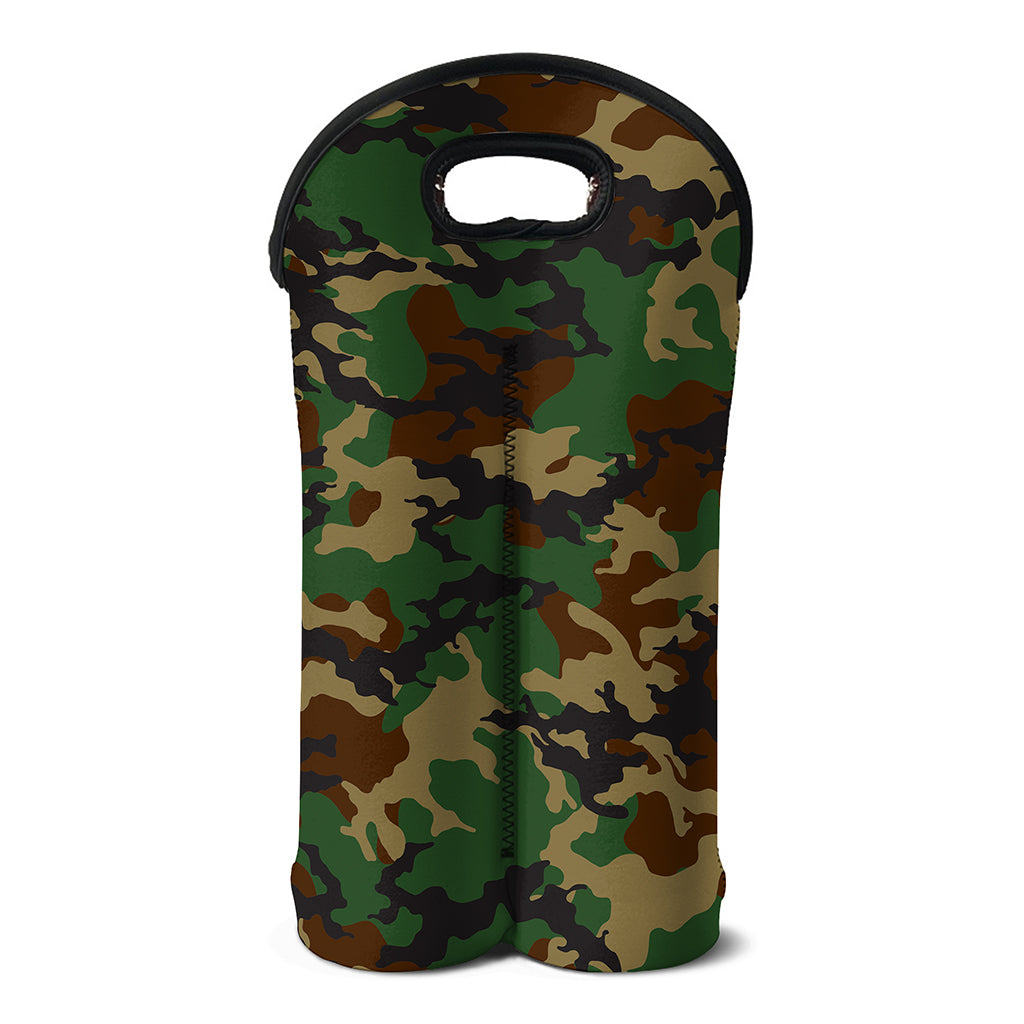 Green And Brown Camouflage Print Double Neoprene Wine Tote