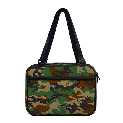 Green And Brown Camouflage Print Double Strap Bible Bag