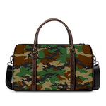 Green And Brown Camouflage Print Duffle Bag