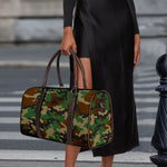 Green And Brown Camouflage Print Duffle Bag