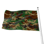 Green And Brown Camouflage Print Flag