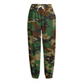 Green And Brown Camouflage Print Fleece Lined Knit Pants