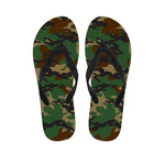 Green And Brown Camouflage Print Flip Flops