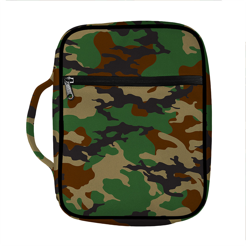 Green And Brown Camouflage Print Front Pocket Bible Bag