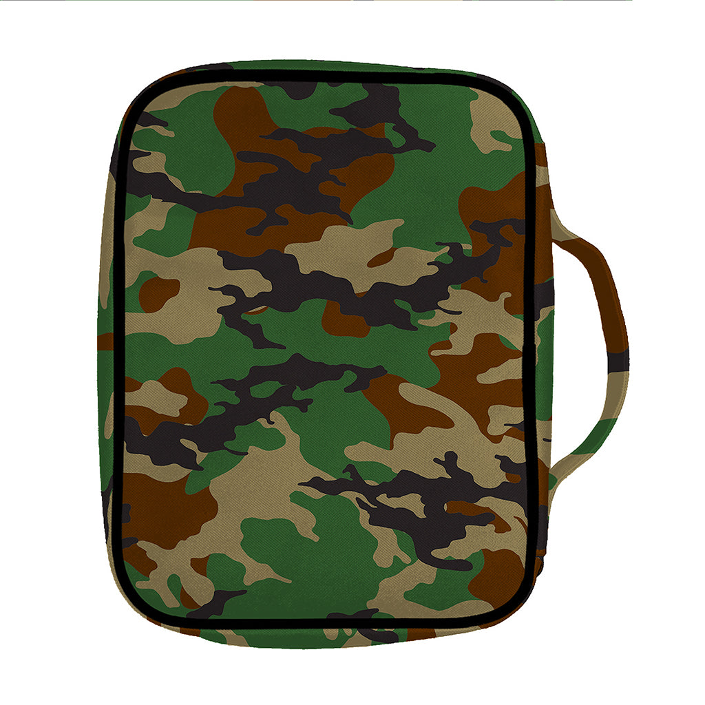 Green And Brown Camouflage Print Front Pocket Bible Bag