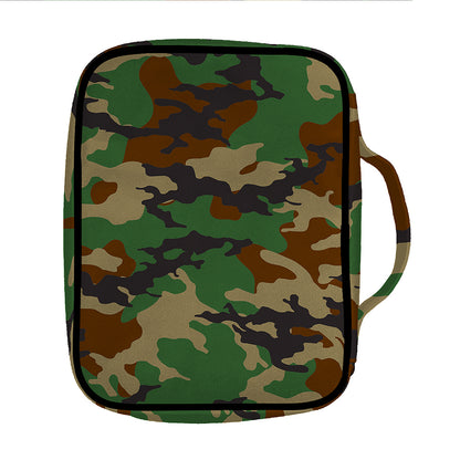 Green And Brown Camouflage Print Front Pocket Bible Bag