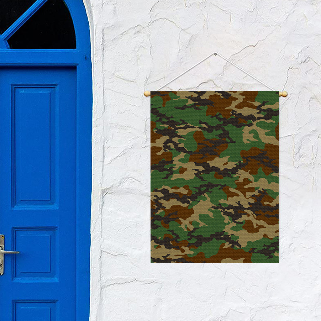 Green And Brown Camouflage Print Garden Flag