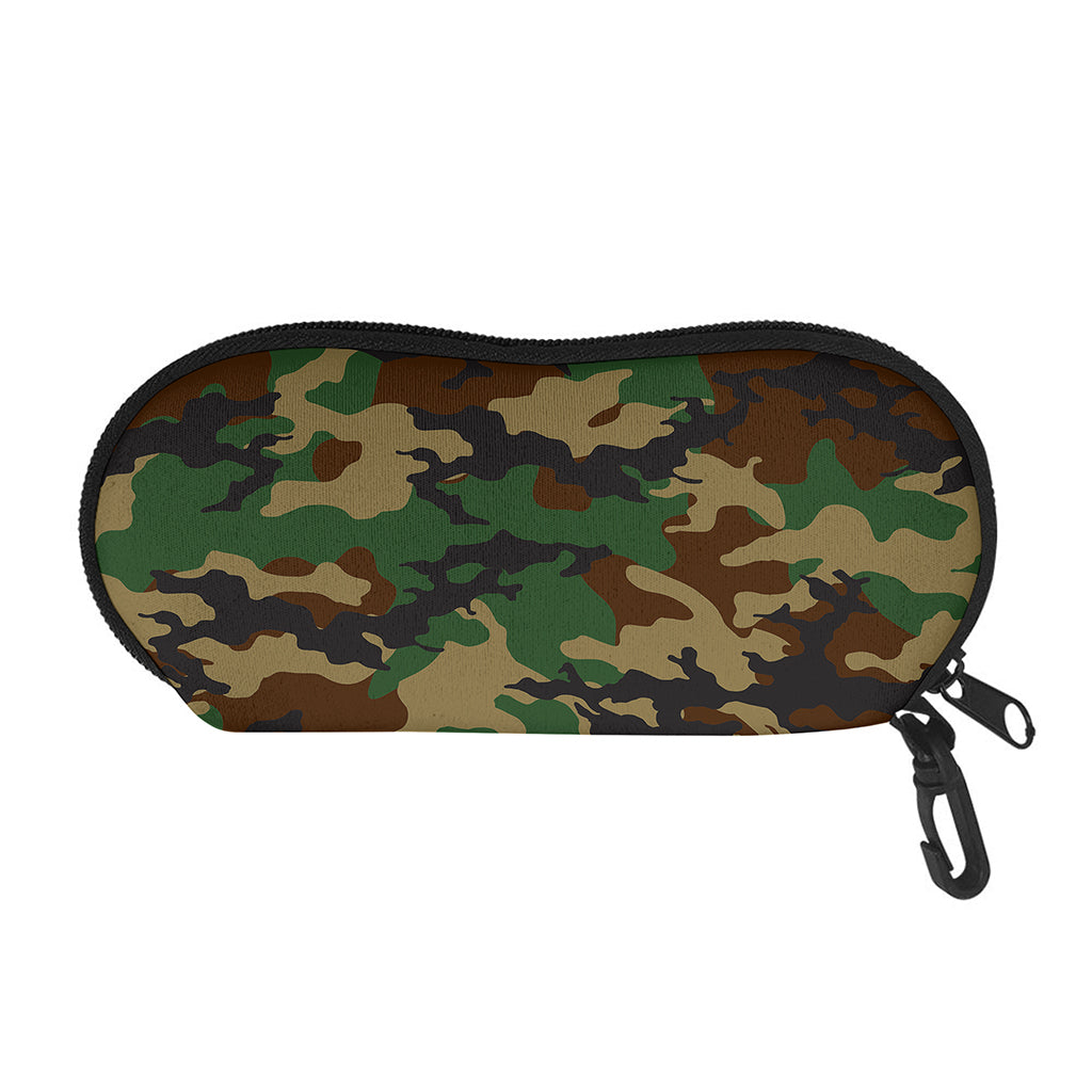 Green And Brown Camouflage Print Glasses Case