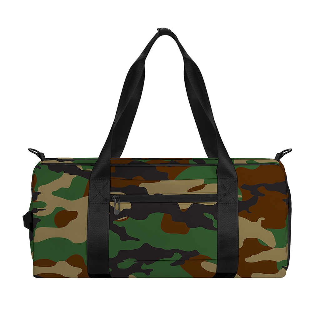Green And Brown Camouflage Print Gym Bag