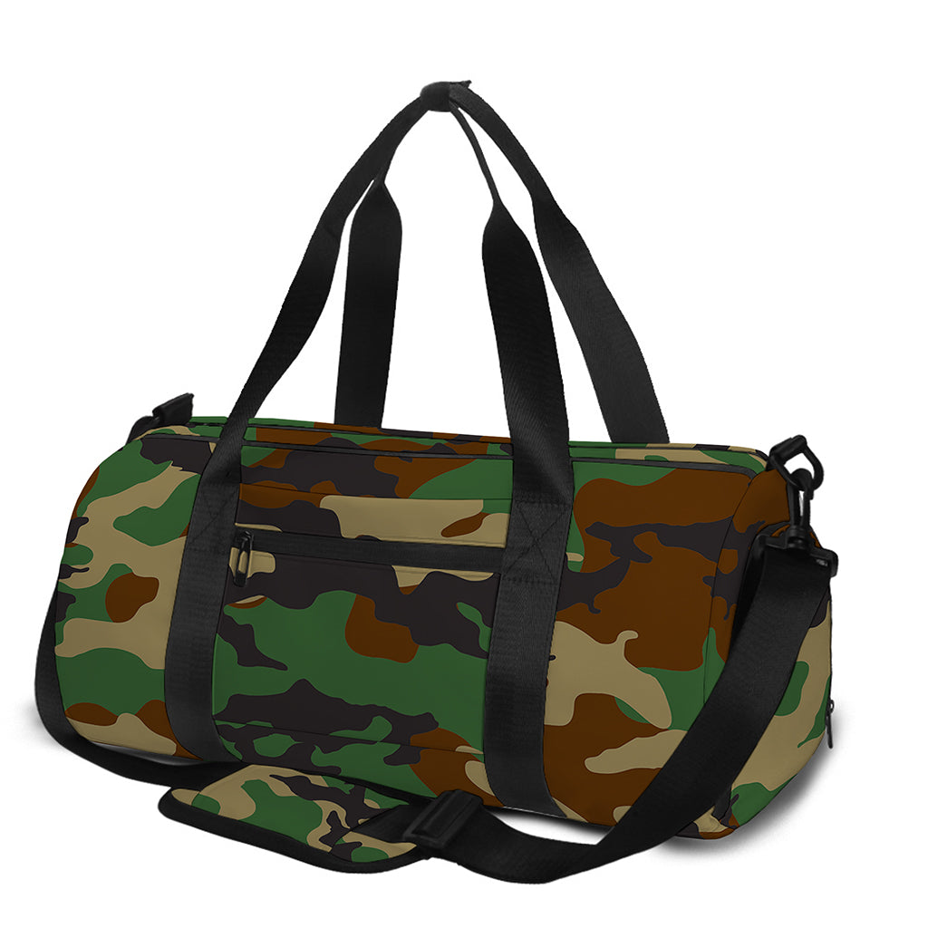 Green And Brown Camouflage Print Gym Bag