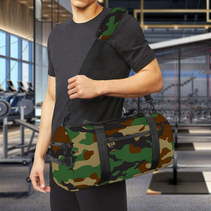 Green And Brown Camouflage Print Gym Bag