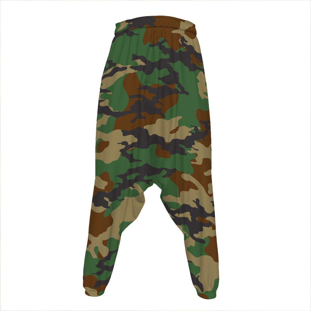 Green And Brown Camouflage Print Hammer Pants