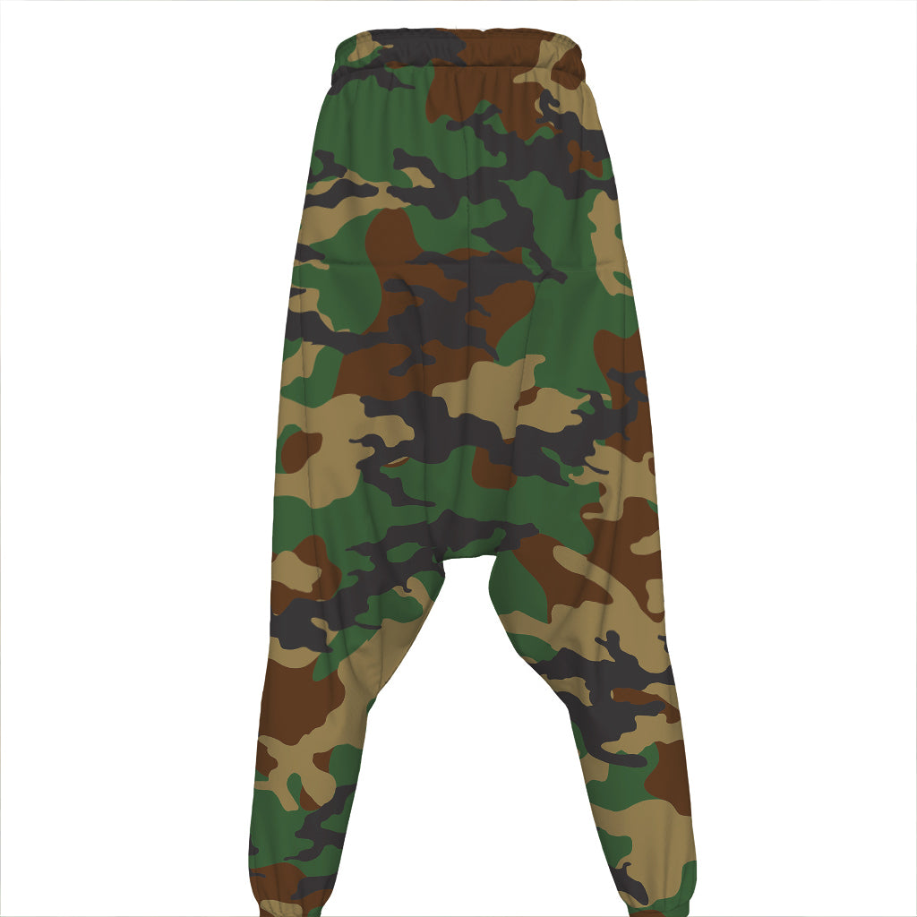 Green And Brown Camouflage Print Hammer Pants