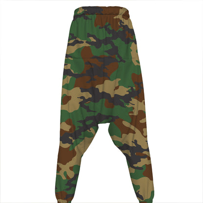 Green And Brown Camouflage Print Hammer Pants