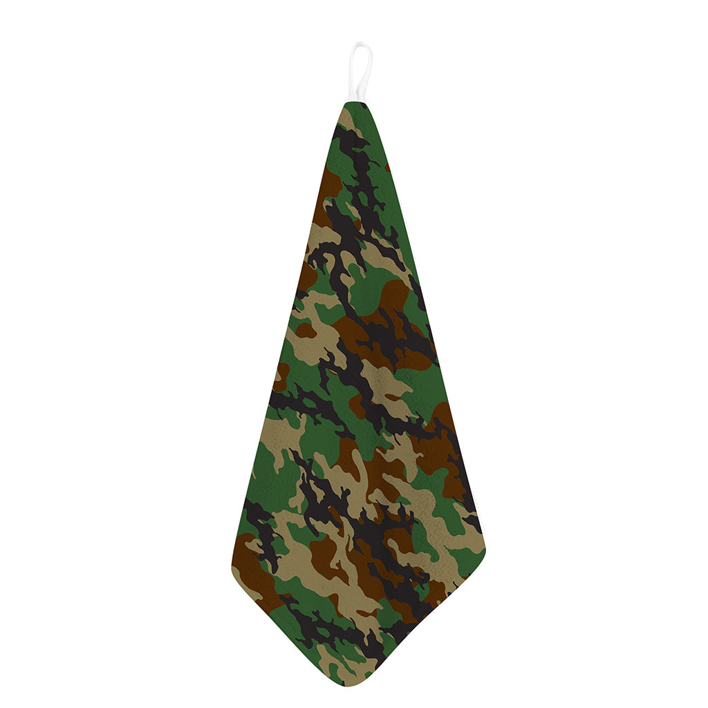 Green And Brown Camouflage Print Hand Towel