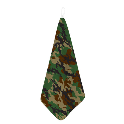 Green And Brown Camouflage Print Hand Towel