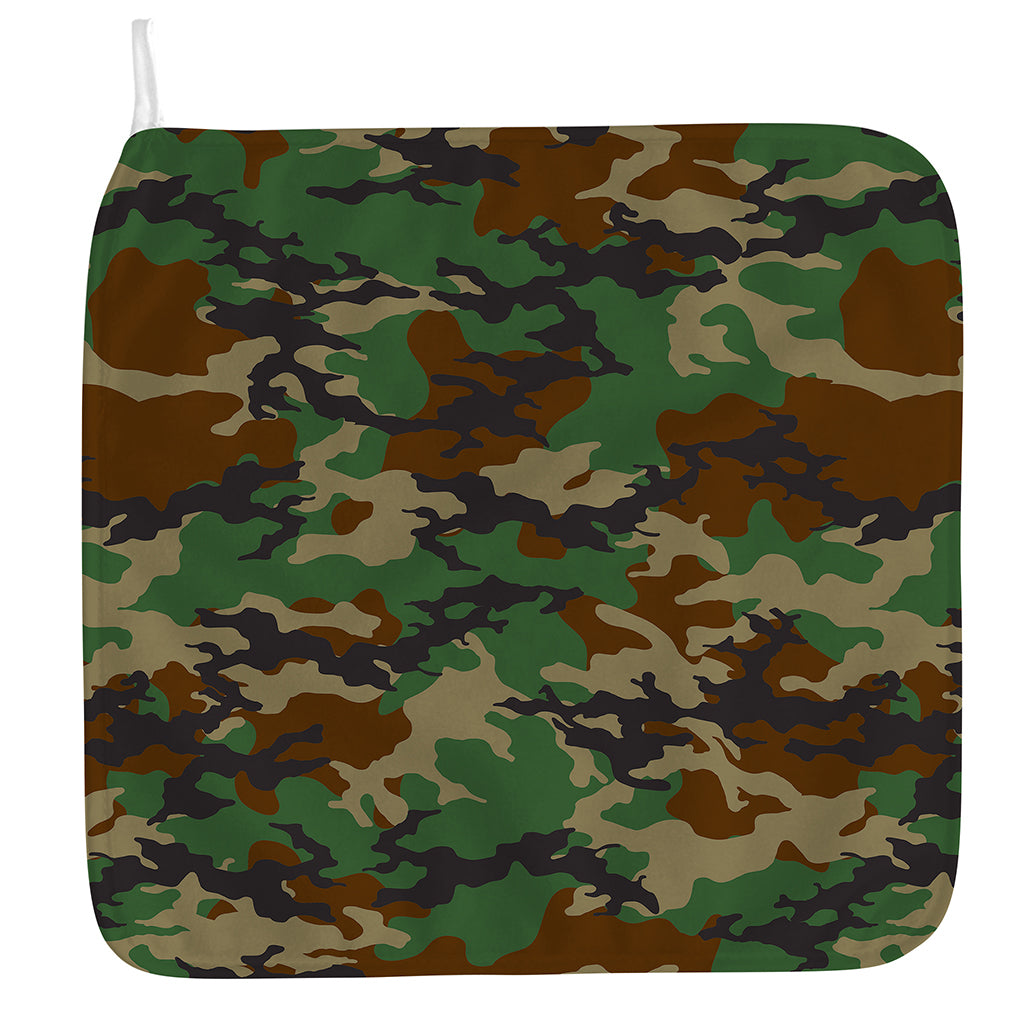 Green And Brown Camouflage Print Hand Towel