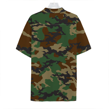 Green And Brown Camouflage Print Hawaiian Shirt