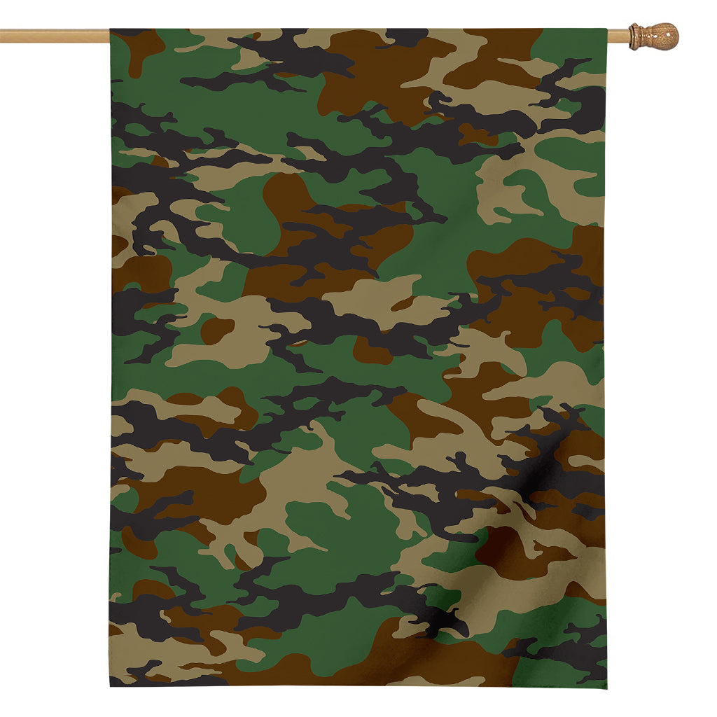 Green And Brown Camouflage Print House Flag