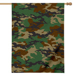 Green And Brown Camouflage Print House Flag