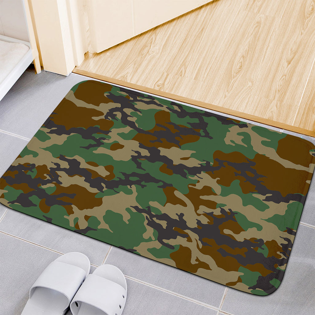 Green And Brown Camouflage Print Indoor Door Mat