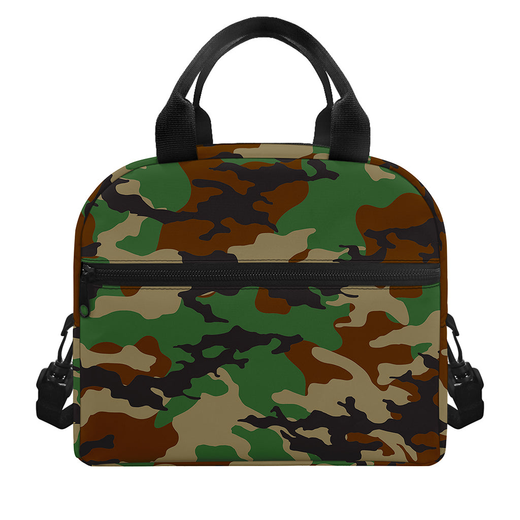 Green And Brown Camouflage Print Insulated Lunch Bag