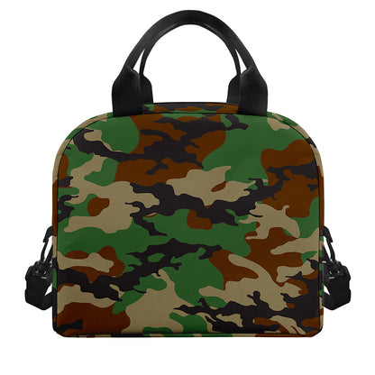 Green And Brown Camouflage Print Insulated Lunch Bag
