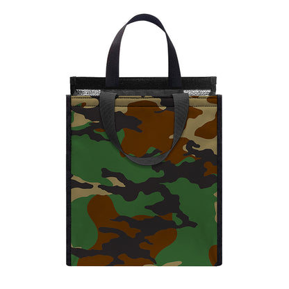 Green And Brown Camouflage Print Insulated Lunch Tote