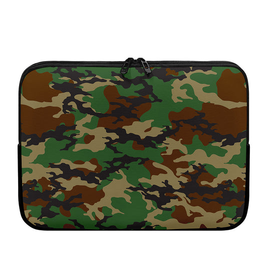 Green And Brown Camouflage Print Laptop Sleeve