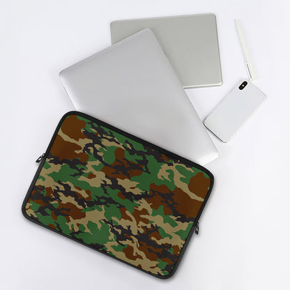 Green And Brown Camouflage Print Laptop Sleeve