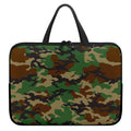 Green And Brown Camouflage Print Laptop Sleeve With Handle