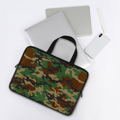 Green And Brown Camouflage Print Laptop Sleeve With Handle