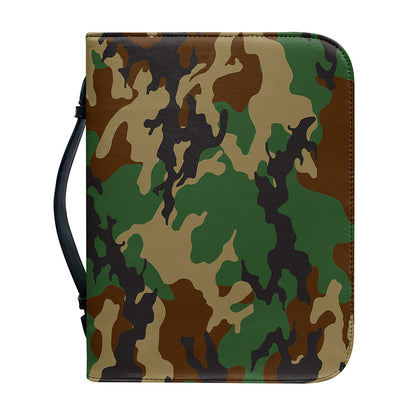 Green And Brown Camouflage Print Leather Bible Cover