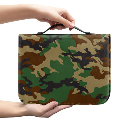 Green And Brown Camouflage Print Leather Bible Cover